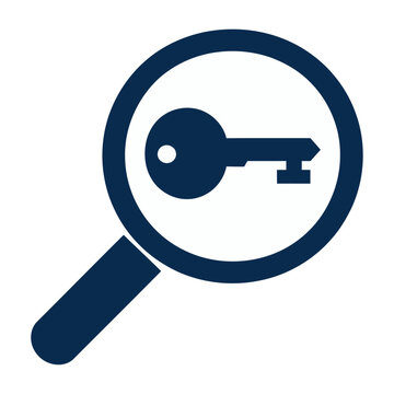 Magnifying glass highlighting a key in a vector