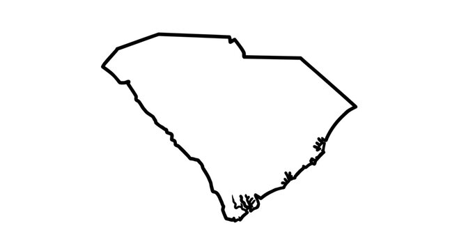 South Carolina State Outline Vector Illustration Graphic Map Blank Empty Template Isolated White Background for Design