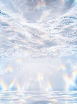 きらめく水面を透過する光の粒子・フレッシュで透明感のある水背景