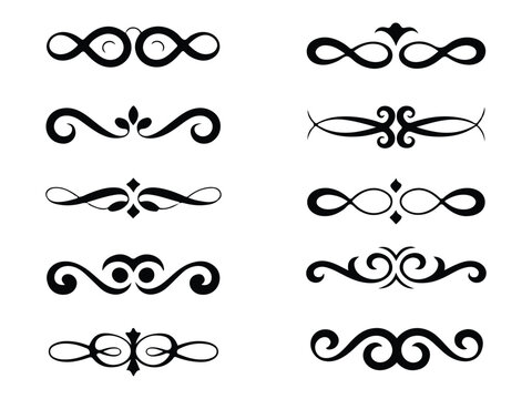 Set of vintage decorative vector elements with ornate frames floral patterns scrolls and stylish retro design details