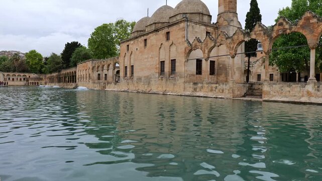 Balikligol lake in Sanliurfa, Turkey. A historical landmark in Sanliurfa, Turkey