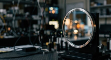 Fototapeta premium Circular optical component in a modern scientific laboratory setting