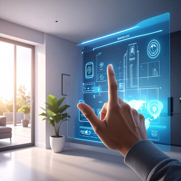 hand pushing a button on a touch screen interface