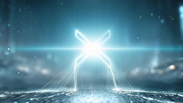Luminous energy symbol formation from light streams futuristic tech environment ultra detailed cinematic lighting