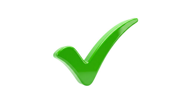 Green checkmark symbol isolated on transparent background