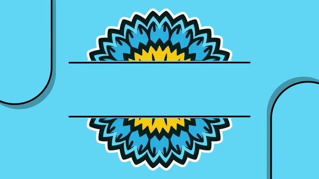 Blue background. Mandala motion and copy space for text. Intro opening background or wedding template