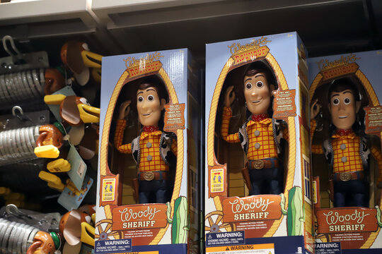 Woody the cowboy dolls from Toy Story in original box for sale in toy store