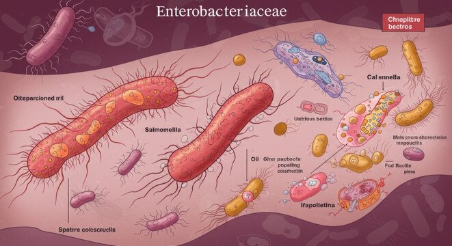 Enterobacteriaceae family bacteria illustration.