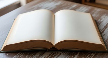 Fototapeta premium An Open Book On A Wooden Table