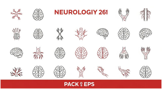 Neurology Icons Pack - Brain, Nervous System, and Medical Illustrations.
