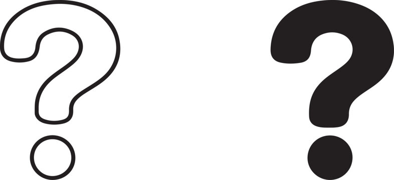 Question mark black silhouette and outline icons for help, support, and faq information design.