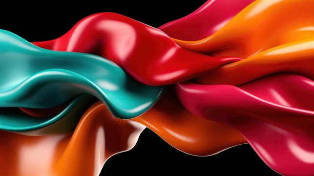 An abstract composition of flowing colors in dynamic waves, showcasing vibrant reds, oranges, and blues that evoke emotions of energy and movement in a visually striking way.