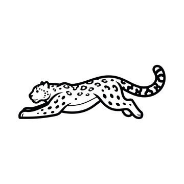 Running cartoon leopard with spots.