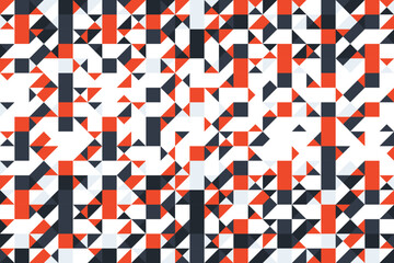Fototapeta premium Abstract geometric background with red, dark blue and white triangles and squares in modern bauhaus style. Vector illustration