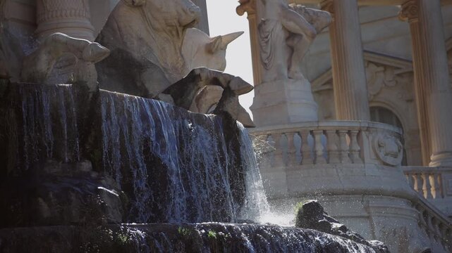 Sunlit Water Splash at Longchamp Fountain, Marseille