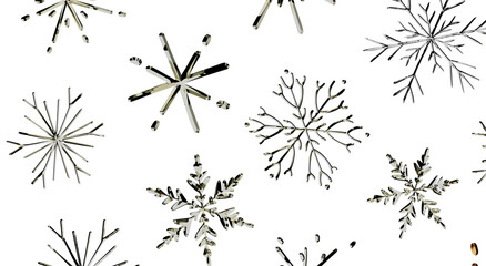 Obraz premium Decorative seamless pattern of silver snowflakes on white. Perfect for winter holidays, c