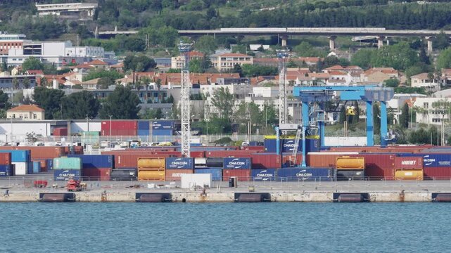 Marseille Port Operations: Container Cranes and Cargo Logistics