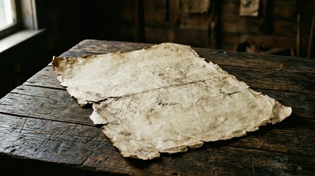 Distressed Replica Of The Declaration Of Independence On Weathered Wood, Evoking History And Patriotism