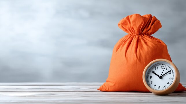 Quick Laundry Service Offers Fast Turnaround With Orange Laundry Bag and Clock in Background for Same Day Delivery