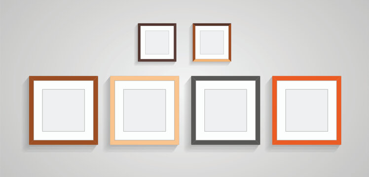 SET of picture frames wallart of photo frames, SIX rectangles frame of picture on white wall decorection design