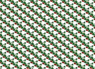 Isolated seamless pattern. Wallpaper with blooming strawberry branches, red berries, and a ladybug on a white background. Vector illustration. © Liliia