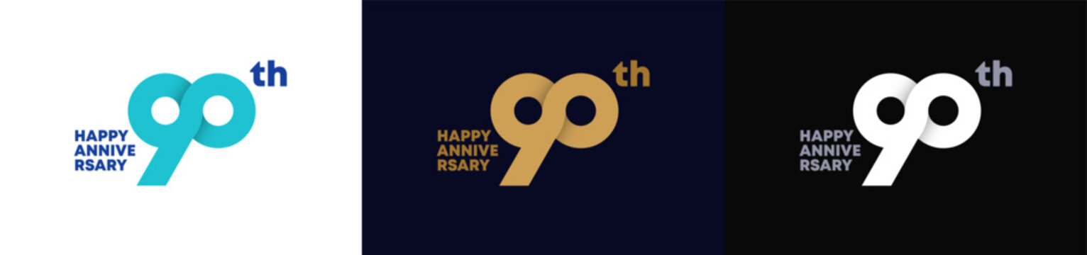 Abstract Twist Logo Anniversary 90, 90 Happy Anniversary with Luxury and Elegance. Editable file