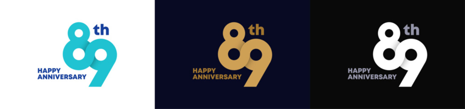 Abstract Twist Logo Anniversary 89, 89 Happy Anniversary with Luxury and Elegance. Editable file