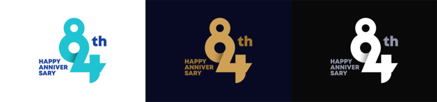 Abstract Twist Logo Anniversary 84, 84 Happy Anniversary with Luxury and Elegance. Editable file