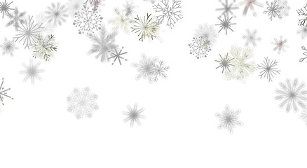 Falling snowflakes on a bright white background perfect for winter holiday greetings, backgrounds, © vegefox.com
