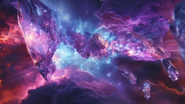 Abstract cosmic landscape with vibrant colors and dynamic forms