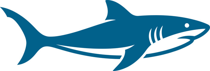 Fototapeta premium Great white shark swimming peacefully in the deep ocean can be Editable