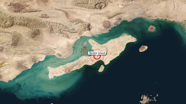 Qeshm Island Animated Map Zoom In View