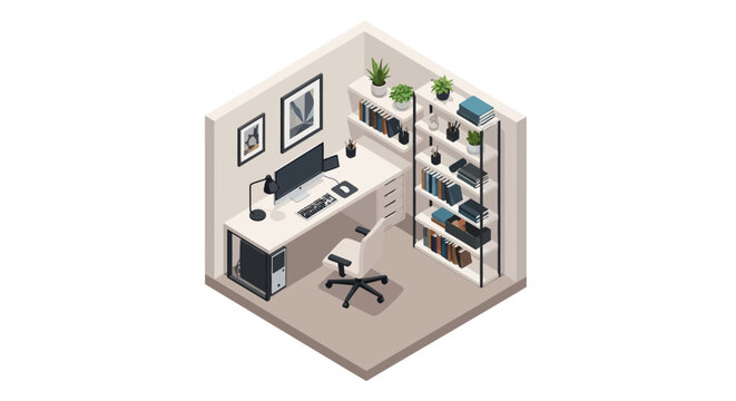 Modern Home Office Workspace Interior.