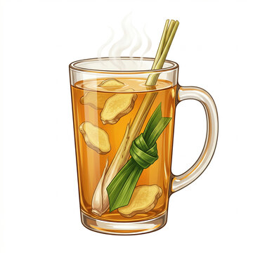 Wedang Jahe Indonesian Ginger Drink Illustration &mdash; Traditional Herbal Tea Warm Spiced Beverage
