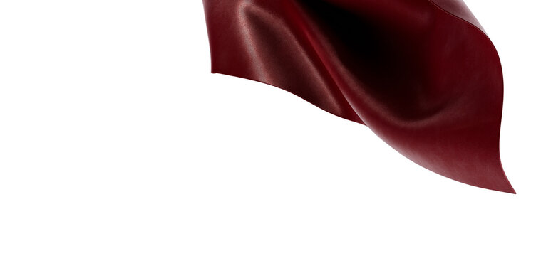 Elegant abstract of a burgundy fabric. Textured material draped on a white surface, with highlights and shadow for a sop