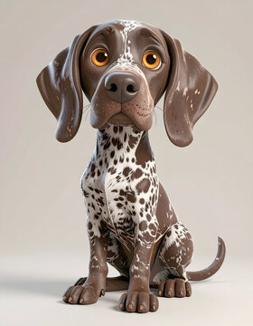 portrait of a German Shorthaired Pointer, featuring soulful amber eyes, distinct liver-and-white spotted markings, and a gentle expression