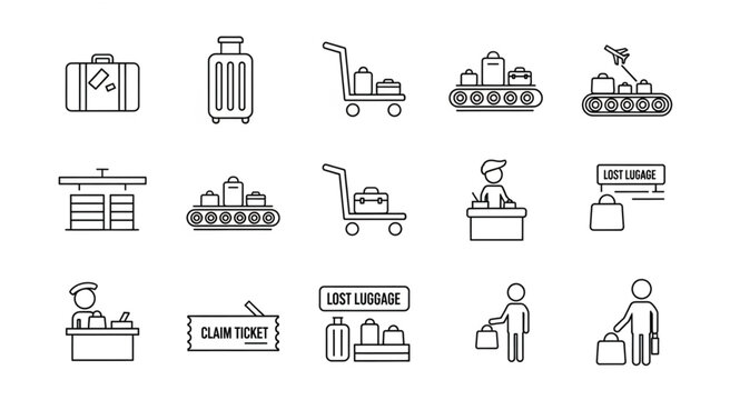 Airport luggage handling and travel baggage transportation process concept.