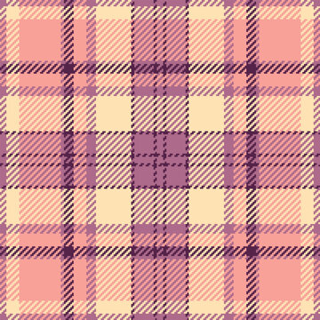 Tissue plaid background vector, kind pattern check fabric. Fall textile texture tartan seamless in pink and red colors.