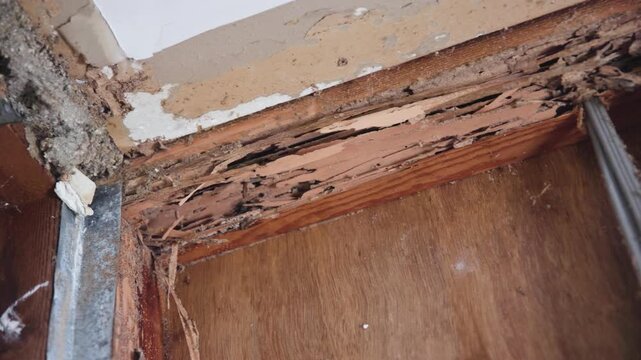 White ant damage behind the cornice.