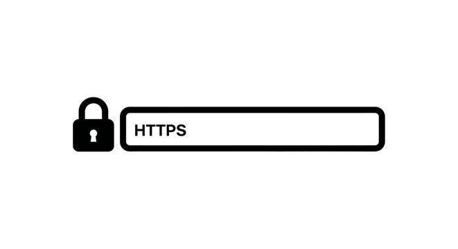 Padlock and HTTPS web address bar.