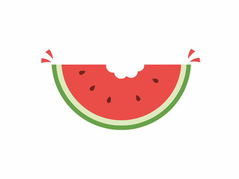 Watermelon slice with bite mark vector illustration isolated