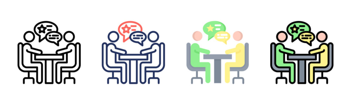 Interview icon set multiple style collection
