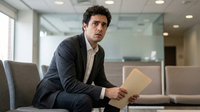 Job Interview Nerves and Job for Southern European Young Man