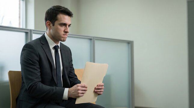 Italian young man feeling job interview nerves while waiting