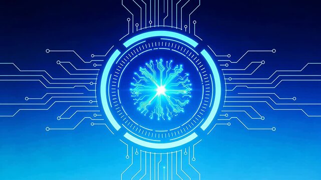 Futuristic circuit design with glowing center