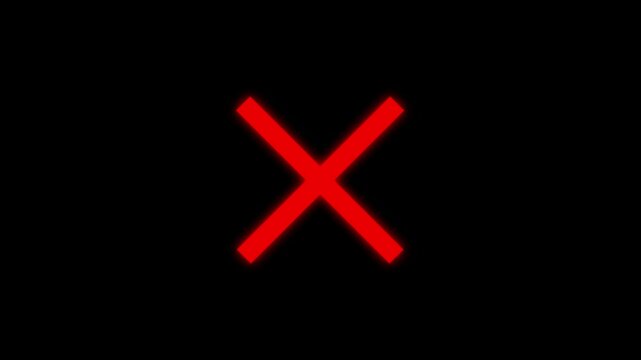 Abstract red cross symbol icon animation on black background.