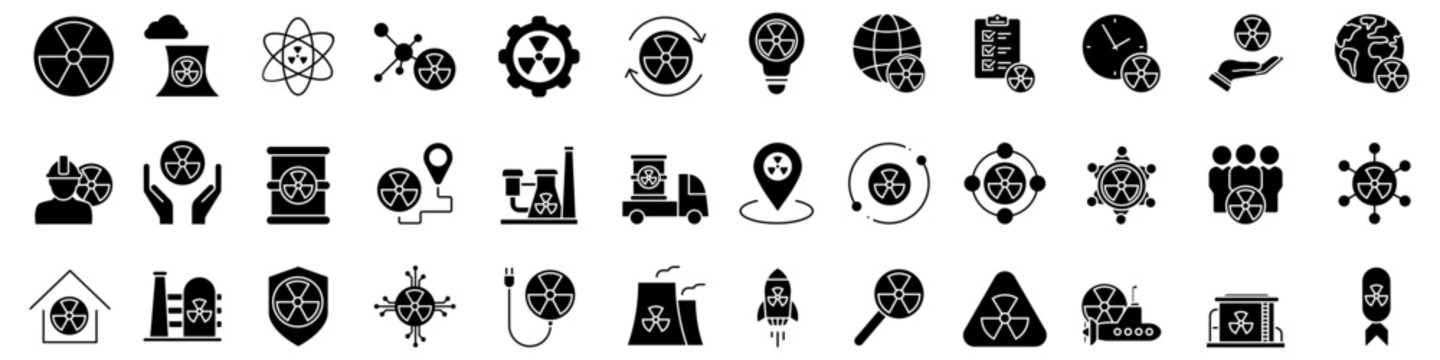 Radiation icon vector set. Nuclear energy Illustration sign collection. Emitting symbol. Nuclear waste logo.
