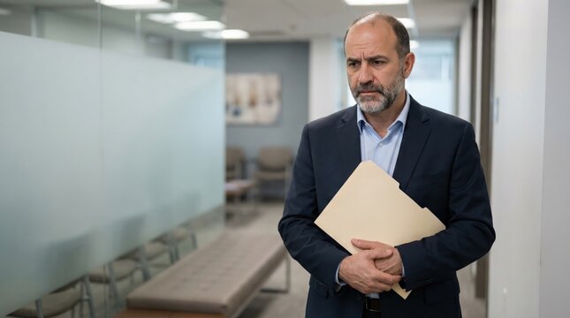 Job Interview Nerves and Job for Greek Middle-Aged Man