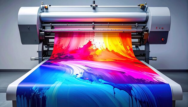 Large printer producing vivid multicolor gradient spectrum print