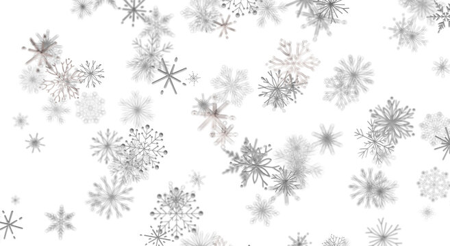 Elegant winter illustration with multiple snowflakes on white background. Perfect for hol